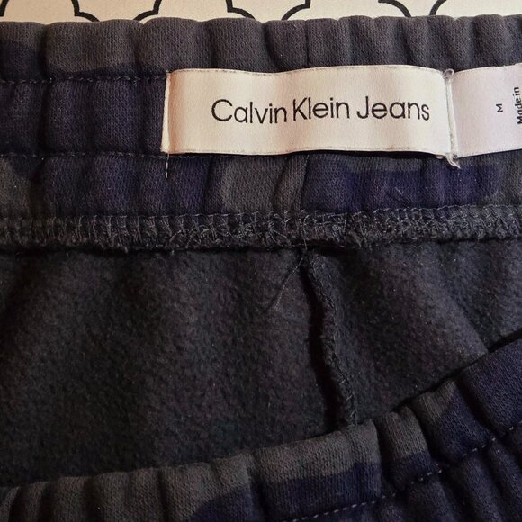 Calvin Klein Navy Blue / Grey Camo Sweat Pants Size Med Unisex GUC - Picture 3 of 4